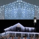 300 led guirlande rideau lumineux 10m lumi�res de no�l ext�rieur et int�rieur �tanche 8 modes fairy lights ...