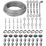 30m 3mm corde en acier inoxydable 304, cable acier suspendre kit, fil � linge pvc enrobage avec tendeur ...