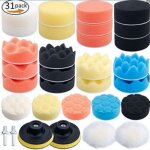 31pcs ponge de polissage auto polisseuse voiture kit avec m14 drill kit d'adaptateur + disque de polissage ...