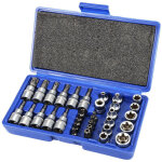 34 pi�ces coffret de douilles torx 3 / 8', cr - v mat�riau profil e4 - e20, embout torx �toil� 5 / 16' ...