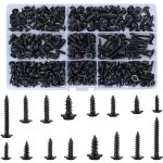 340 pi�ces vis autotaraudeuses, vis autoforeuse acier carbone, vis � bois noir, kit vis t�te ronde, vis ...