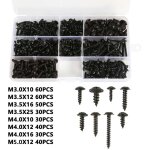 340pcs assortiment de vis autotaraudeuse m3 m3. 5 m4 m4. 8 vis � tole noire cylindrique vis autoperceuse ...
