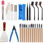 35 pi�ces kit d'accessoires d'imprimante 3d, 7 taille nettoyage aiguilles, pince � �piler, pinces, grattoir, ...