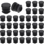 36 pcs bouchon en plastique rond, bouchons d'extr�mit� de tube noirs, 14mm(0. 55 pouce) pour pieds de ...