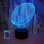 3d rugby led lampe art d�co lampe lumi�res led d�coration lampes contr�le � distance 7 / 16 couleurs ...