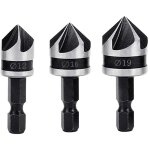 3pcs fraises � chanfreiner 90 degr�s 5 fl�te conique � noyer 12mm / 16mm / 19mm 1 / 4  hex foret fraisage ...