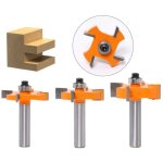 3pcs fraise � rainer et languette - 4 lames - queue de 8mm - outil de travail du bois - portes, tables, ...