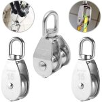 3pcs poulie double inox pivotant double poulie, poulie de levage rouleau de chargement, poulie en acier ...