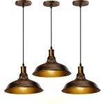 3pcs rtro lustre suspension e27 27cm luminaire style industrielle pour salon couloir cuisine bronze