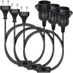 3x luminaire suspendu - douille avec circuit bo�tier noir avec c�ble 3, 5m vis bague filet�e - lampe ...