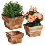 3x pots de fleurs carr�s en bois
