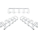 Relaxdays - 3x r�teliers familial 5 v�los en acier fixation sol mur rangement bicyclettes vtt, argent� ...