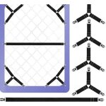 4 + 2] lot de 2 sangles droites pour draps au milieu et 4 clips �lastiques triangulaires pour les coins, ...