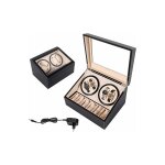 4 + 6 bo�te � montres automatique, bo�te � montres silencieuse avec fen�tre transparente et coussin pour ...