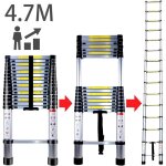 4, 7m �chelle t�lescopique en aluminium bricolage pliable �chelle escamotable multifonction charge 150kg ...
