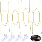 4 crochets ronds non marquants avec manchons protection, blanc, pour assiettes et objets d�coratifs.
