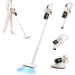 4 in 1 aspirateur sans fil, 45000tr / min aspirateur balai puissant aspiration puissante avec lampe uv ...