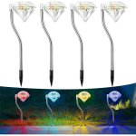 4 lampe solaire changent de couleurs - forme de diamand lampe solaire ext�rieur pour d�coration de f�te ...