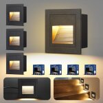 4 - pack eclairage escalier exterieur 3w 300lm, spot led encastrable 230v 3000k, 85x85mm, ip65 applique ...