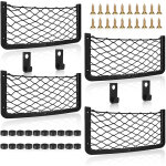 4 pack filet rangement pour voiture, sac pocket filet a foin, filet de rangement de coffre, volume �lev� ...