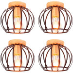4 pack plafonnier vintage r�tro en bois lampe de plafond e27 luminaire pour couloir escalier salon noir ...