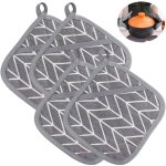 4 pcs manique cuisine en coton silicone antid�rapant, gant de cuisine anti chaleur manique de pot carr� ...