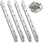 4 pcs pattes d'assemblage en inox, 295 x 20mm supports de fixation droits plats plaques m�talliques, ...