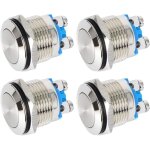 4 pi�ces 16mm interrupteur � bouton - poussoir � verrouillage etanche avec bornes � vis 3a / 12 v / 24 ...
