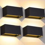 4 pièces applique murale interieur / exterieur 20w appliques murales led noire 3000k blanc chaud avec ... 4 pièces applique murale interieur / exterieur 20w appliques murales led noire 3000k blanc chaud avec ...