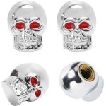 4 pi�ces bouchons de valve cr�ne chrome pneu accessoires de voiture bouchons de valve universels pour ...