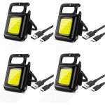 4 pi�ces mini lampes, travail portable led rechargeable, magn�tique cob petites porte - cl�s lampes de ...