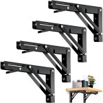 4 pi�ces support d' �tag�res pliable, 200mm �querre pliante noir support console pliants, murale supports ...