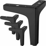 4 pieds de meuble en mtal noir, chargeable jusqu' 800 kg, pieds de meuble bas tv 10 cm, pieds de meuble ...
