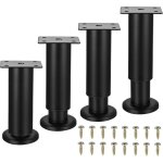 4 pieds r�glables pour meubles, pieds noir 12 - 18 cm, pieds de support en m�tal pour armoires, tables, ...