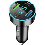 4 ports chargeur voiture allume cigare usb, 20w chargeur allume cigare usb rapide double pd & qc3. 0 ...
