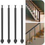 4 poteaux de balustrade d'escalier carr�s � montage lat�ral de 90 cm ? poteaux de balustrade m�talliques ...