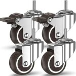 4 roulettes pivotantes � tiges filet�es, roulettes de meuble, roulettes frein�es pour transport d'essieux ...