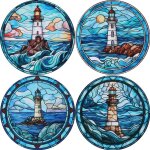 4 styles d'autocollants de fen�tre de phare film rond non adh�sif statique autocollants de fen�tre s'accrochen ...