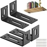 4 supports noirs en l 80 x 40 mm, angle de montage � 90�, adapt�s aux bureaux, biblioth�ques - r�sistants ...