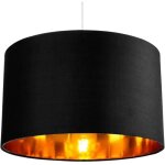 40 cm tambour abat - jour , fait � la main , tissu noir doublure dor�e , pour plafond , suspension , ...