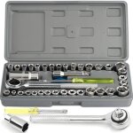 S - giant - 40 pices lot douilles et cliquet chrome vanadium 1 / 4' cl cliquet adaptateur jeu coffret ...