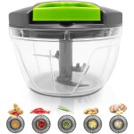400 ml mini hachoir manuel, coupe oignon manuel avec 3 lames en acier inoxydable, mixeur manuel, hachoir ...