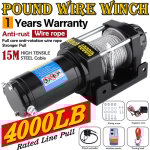 4000lbs kit de treuil de rcupration lectrique atv remorque camion voiture dc 12v tlcommande