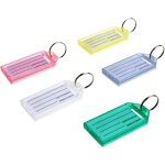 40pcs porte clef etiquette, porte cle de couleur, porte cl�s etiquette en plastique avec anneau fendu ...
