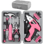 42pc tournevis �lectrique usb 4v rose & kit d?outils de maison. visseuse sans fil et outils manuels dans ...