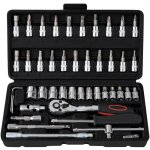 46 pcs cr - v kit de cle plate a cliquet et cl� � douille, cl� � cliquet 1 / 4' 72 dents, cl� plate � ...