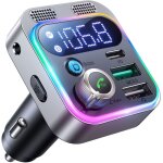 48w transmetteur fm bluetooth voiture, ?bass & hifi stereo?adaptateur bluetooth 5. 3 voiture, allume ...