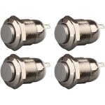 4pcs 12mm 3a 12v / 24v / 125v / 250v ac autobloquant interrupteur bouton poussoir �tanche en acier inoxydable ...