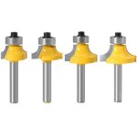 4pcs fraise � arrondir � bois carbure routeur de arrondi coin rayon de coupe 3. 18mm, 4. 76mm, 6. 35mm, ...