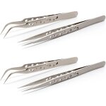 4pcs pince de precision, pince � epiler de pr�cision, pince brucelle 2 droites 2 courbes, pince electronique, ...